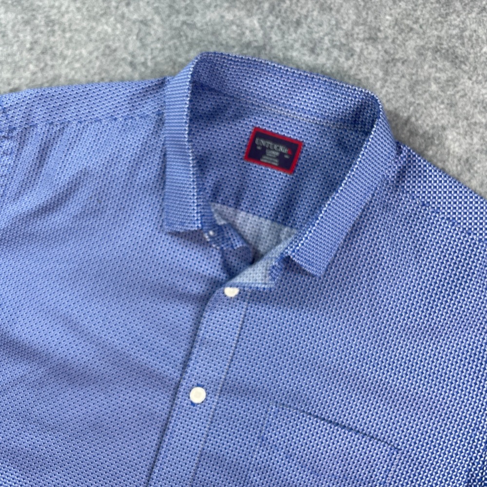 UNTUCKit Mens Shirt L Blue Geometric Long Sleeve Slim Fit